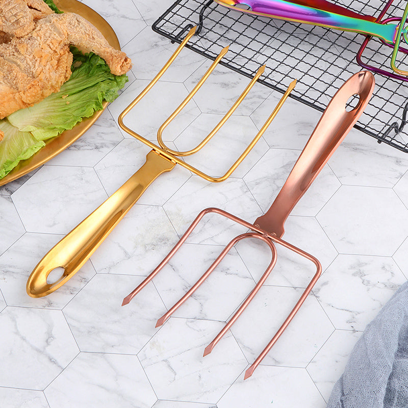 Stainless Steel Turkey fork Transfer Chicken or Ham Poultry Lifters Easily Professional Carving Roaster Poultry Forks