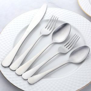 BUYER STAR Bulk 5pcs Modern Restaurant knife Fork Spoon Silverware Set Stainless Gold Plated Flatware Sets