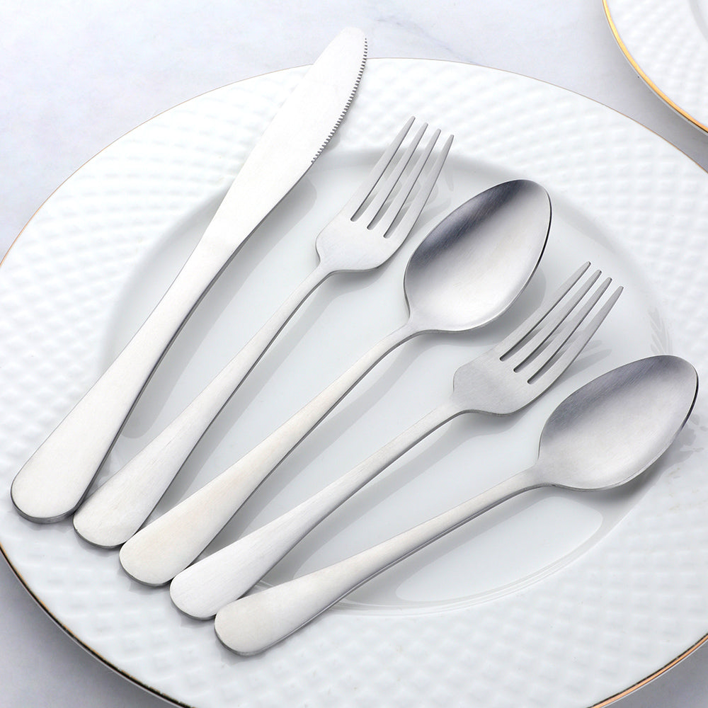 BUYER STAR Bulk 5pcs Modern Restaurant knife Fork Spoon Silverware Set Stainless Gold Plated Flatware Sets