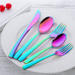 Accept OEM ODM Tableware Set Rainbow Color cutlery for Party