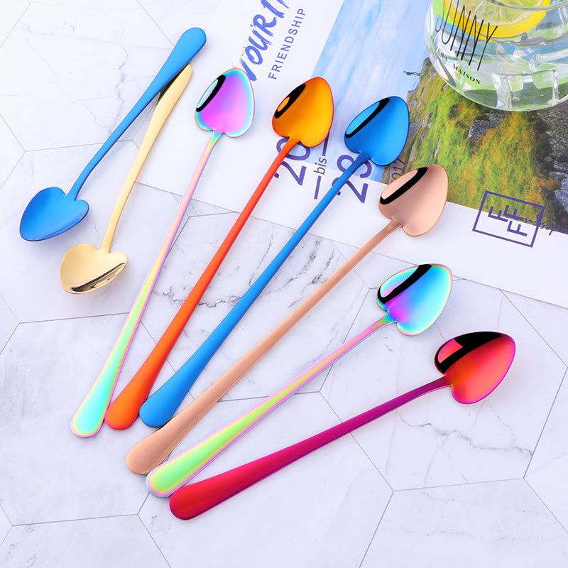 Hot Sale 18/10 Stainless Steel Creative Heart Shaped Ice Spoon Dessert Coffee Stirring Serving Spoon