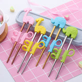 Food Grade Stainless Steel Training Chopsticks Kids Children Learn Chopsticks and Spoon