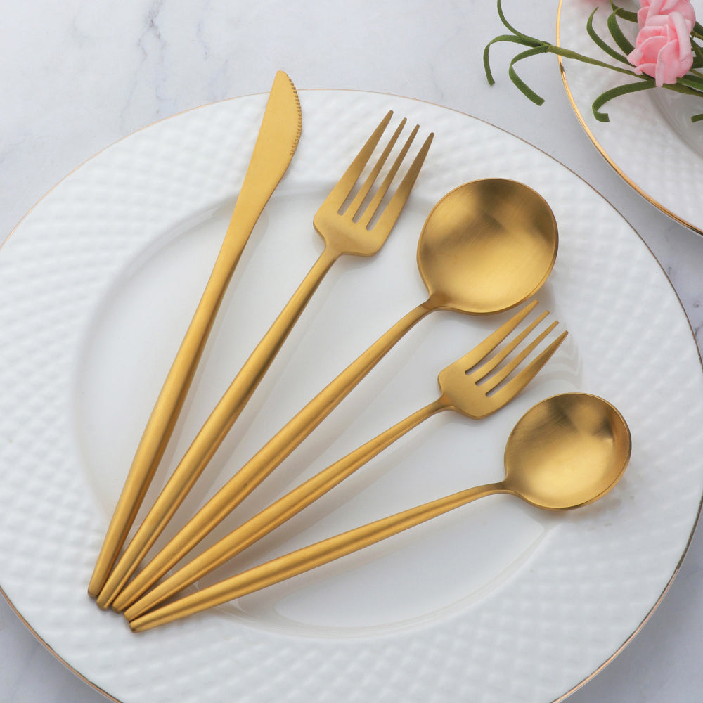 Support OEM ODM Cheap Price Stainless Steel Black Flatware Party Tableware Set