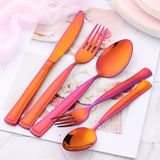 Wholesale Cheap Stainless Steel Modern Dinnerware Magic Red Cutlery Restaurant Wedding