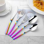 Bulk Sale 304 Stainless Steel Tableware Gradated Rainbow Mirror Polish Flatware for Party Bar