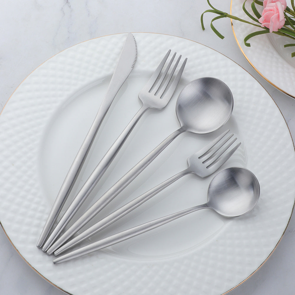 Support OEM ODM Cheap Price Stainless Steel Black Flatware Party Tableware Set