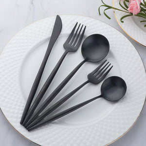 Support OEM ODM Cheap Price Stainless Steel Black Flatware Party Tableware Set