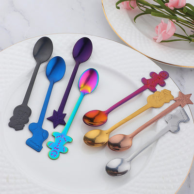 50 Pcs Christmas Coffee Spoon Stainless Steel Christmas Spoon Dessert Tea Spoons with Star Snowman Shoe