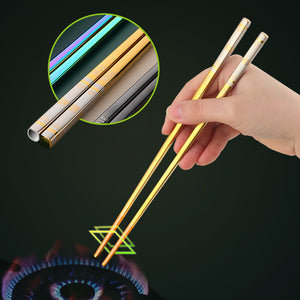 Chopsticks Reusable Lucky Design Gift Set Hand-made Stainless Steel Chopsticks