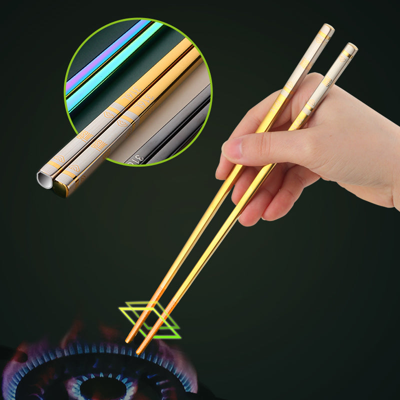 Chopsticks Reusable Lucky Design Gift Set Hand-made Stainless Steel Chopsticks