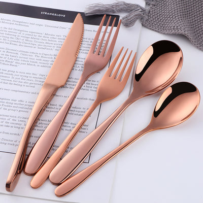 304 Stainless Steel Tableware Mirror Polish Rose Gold Flatware for Wedding Party Bar