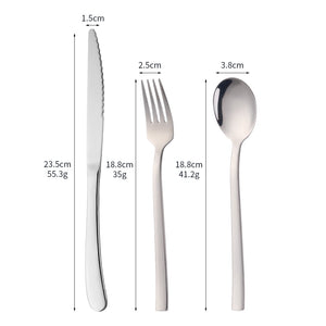 High Quality 4pcs Silverware Mirror Polish Wedding Stainless Steel Spoon and Fork Modern Cutlery Set