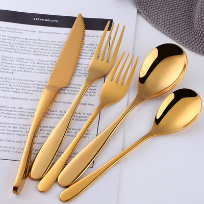 Buyer Star Manufacturing Cutlery Set Gold Tableware mirror polished for Restaurant