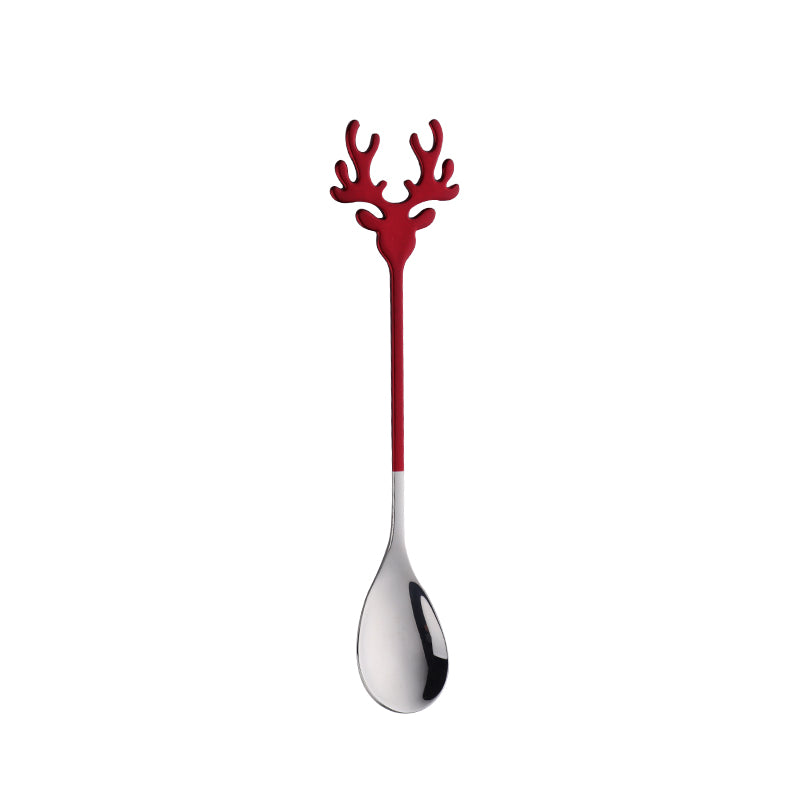 Buyer Star 50pcs Christmas Fawn Spoon Stainless Steel Deer Head Dessert Spoon