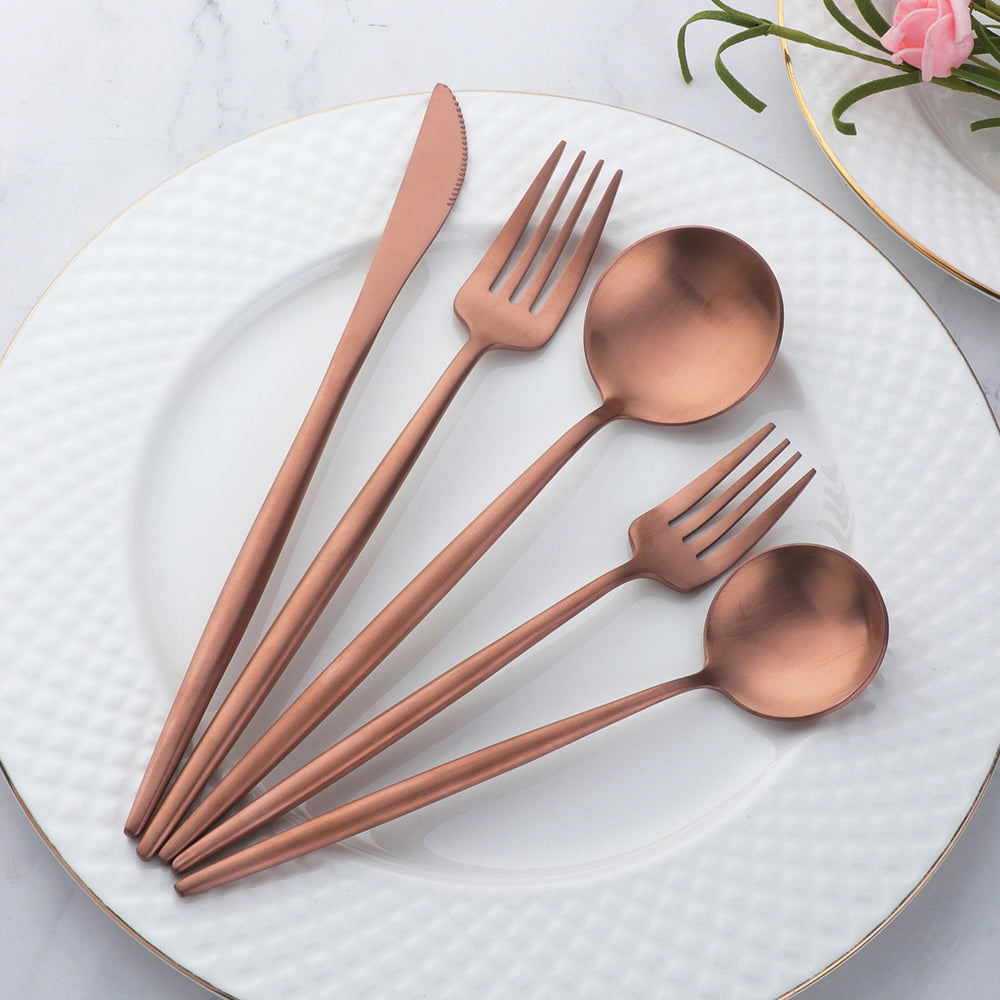 Support OEM ODM Cheap Price Stainless Steel Black Flatware Party Tableware Set