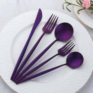 Support OEM ODM Cheap Price Stainless Steel Black Flatware Party Tableware Set