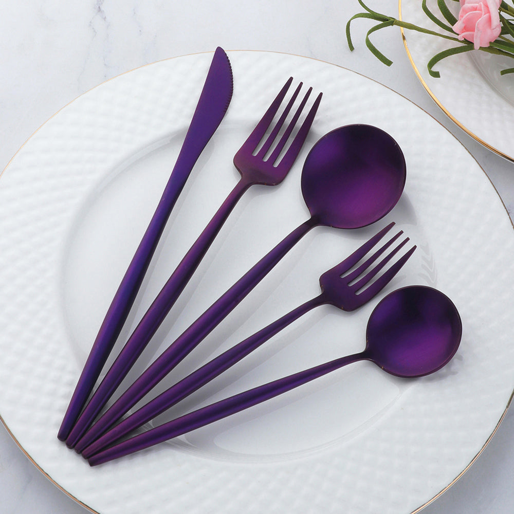Support OEM ODM Cheap Price Stainless Steel Black Flatware Party Tableware Set
