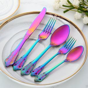 Buyer Star Hot sales Top Seller Dinnerware Sets Noble Classical Palace Stainless Steel Relief Cutlery Sets