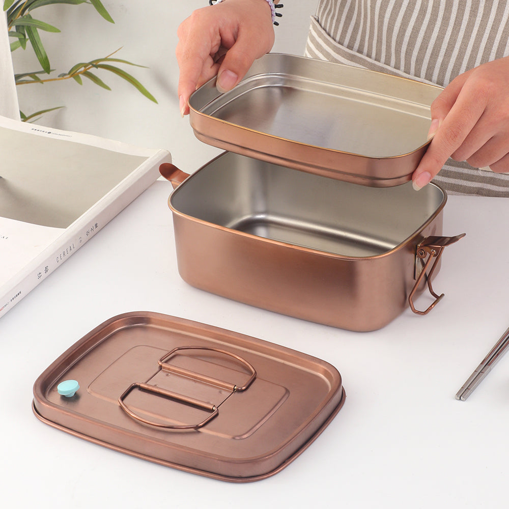 Buyer Star Bento Box Rainbow Lunch Box for adult, Stainless Steel 18/10 Metal Lunch Container, Metal Lunch Container