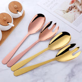 Buyer Star Long Salad Spoon and Fork 2 Pcs Colorful Tableware Sets 304 Stainless for Restaurant