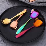 Manufacturing Stainless Steel Mirror Polishing Tableware Flat Spoon Magic Red Color