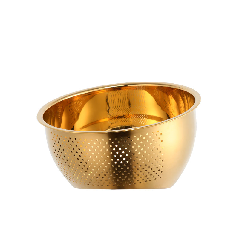Rice Washer Strainer Bowl Washing Bowl  Stainless Steel Rinser Side Drainers Small Colander for Cleaning Fruits, Vegetables, With Versatile Kitchen Tool