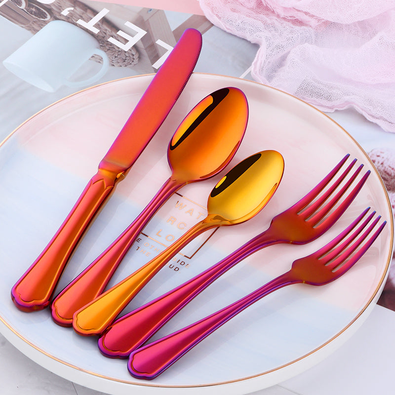 Buyer Star Stainless Steel Dinnerware Colorful Flatware Cutlery Restaurant Wedding