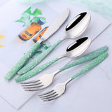 Luxury Dinnerware Mirror Polish Stainless Steel Green Cutlery for Wedding Tableware