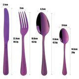 Purple Color 304 Stainless Steel Smooth Edge Tableware Sets