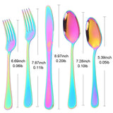 304 Stainless Steel Mirror Polish Cutlery Sets Rainbow Colorful Flatware