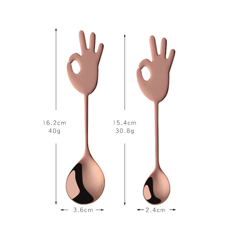 Reusable Golden Plated Stainless Steel Spoon Colorful Handle Dessert Tea Coffee Spoon Scoop