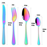 New Design Stainless Metal Tableware Sets Rainbow Color for Party Wedding