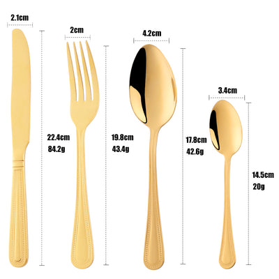 New Design Tableware Mirror Polished Gold Cutlery Sets for Restaurant or Wedding