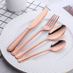 Support OEM ODM Tableware Sets Mirror Polished Cutlery Rose Gold Color