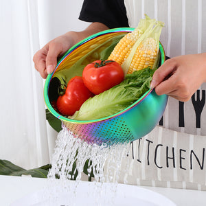 Rice Washer Strainer Bowl Washing Bowl  Stainless Steel Rinser Side Drainers Small Colander for Cleaning Fruits, Vegetables, With Versatile Kitchen Tool