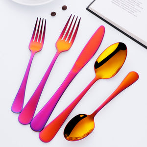 BUYER STAR Bulk 5pcs Modern Restaurant knife Fork Spoon Silverware Set Stainless Gold Plated Flatware Sets