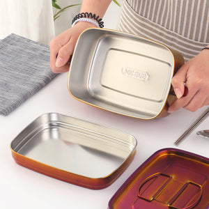 Buyer Star Bento Box Rainbow Lunch Box for adult, Stainless Steel 18/10 Metal Lunch Container, Metal Lunch Container