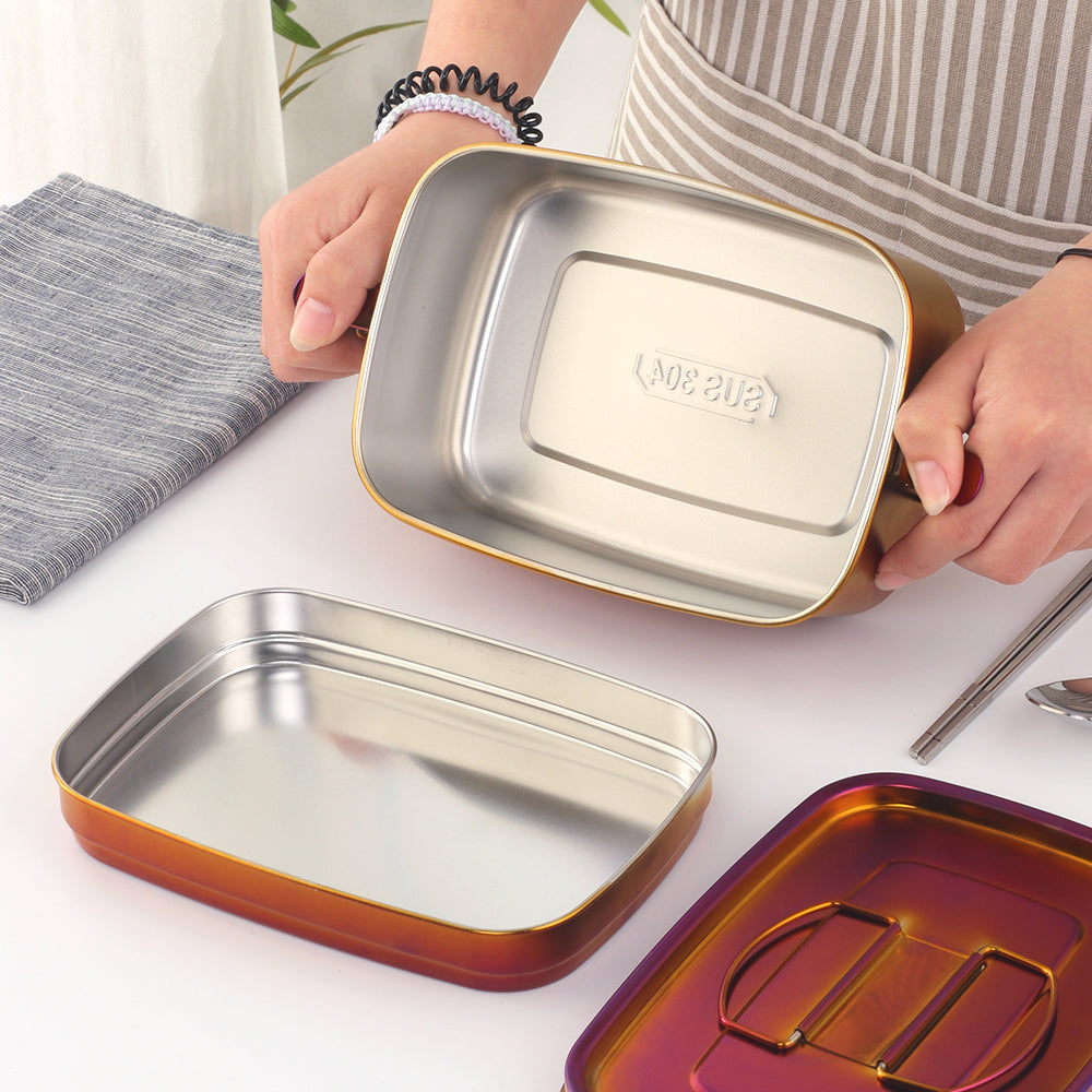 Buyer Star Bento Box Rainbow Lunch Box for adult, Stainless Steel 18/10 Metal Lunch Container, Metal Lunch Container