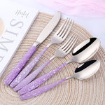 Mirror Polish Stainless Steel Kitchenware Set Purple Color for Wedding Tableware