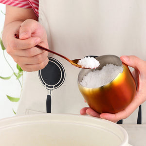 Buyer Star Stainless Steel Gold Condiment jar Salt Sugar Container with Lid and Spoon