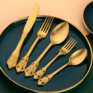 Buyer Star Hot sales Top Seller Dinnerware Sets Noble Classical Palace Stainless Steel Relief Cutlery Sets