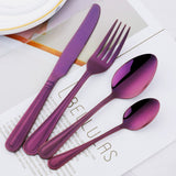 Purple Color 304 Stainless Steel Smooth Edge Tableware Sets