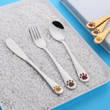 Cute Cat Foot New Design Tableware Gold Cutlery Sets 304 Stainless Steel