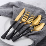 304 Stainless Steel Cutlery Sets Black Gold Tableware mirror polished