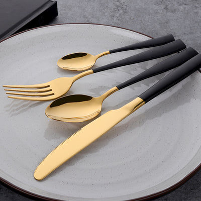 Factory Wholesale 304 Stainless Steel Modern Dinnerware Black Gold Cutlery