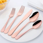 Mirror Polish Tableware Sets Rose Gold Color Flatware for Party Bar Kitchen