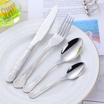 Custom LOGO Stainless Steel Modern Dinnerware Silver Cutlery Restaurant Wedding