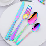 New Design Stainless Metal Tableware Sets Rainbow Color for Party Wedding