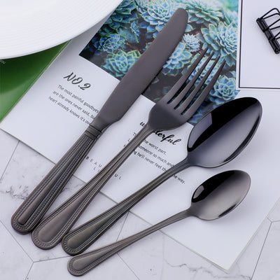 Mirror Polished Cutlery Sets Black 304 Stainless Steel Factory Wholesale