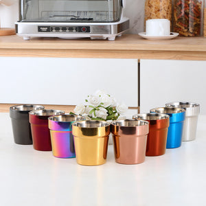 Double Walled Tea and Coffee Camping Travel Cup Thermal Insulated Stainless Steel Mug